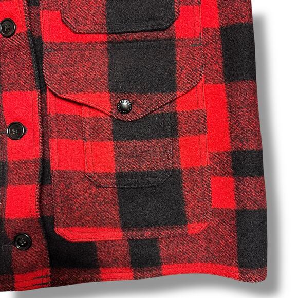 Vintage 60s Filson Mackinaw Cruiser Red Black Buffalo Check Plaid Wool Jacket S - Picture 5 of 10